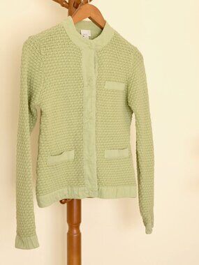 Caslon Textured Light Green Cardigan Sweater – Petite S